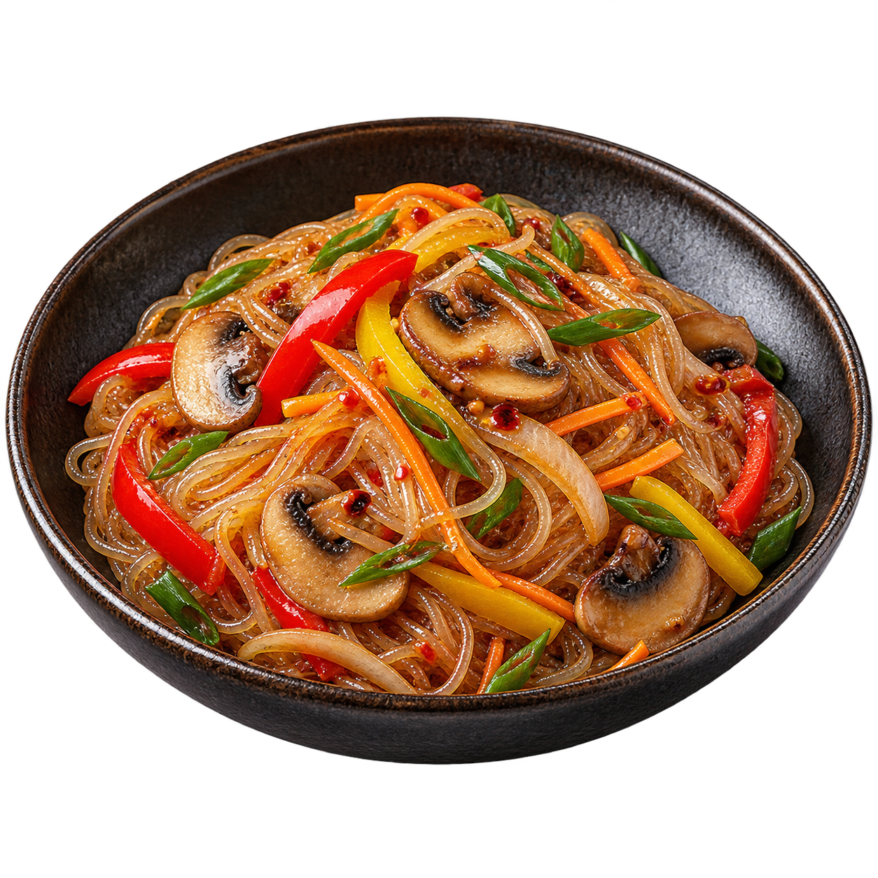 Фунчоза с овощами и шампиньонами
