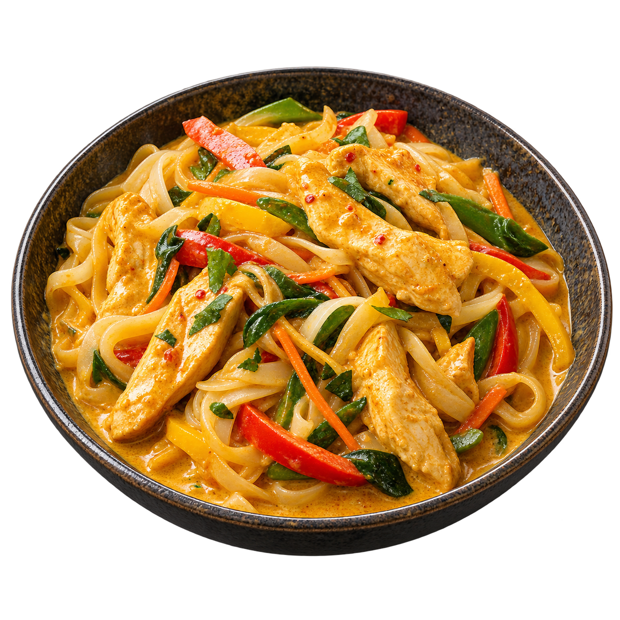 Рисовая лапша с курицей Карри
